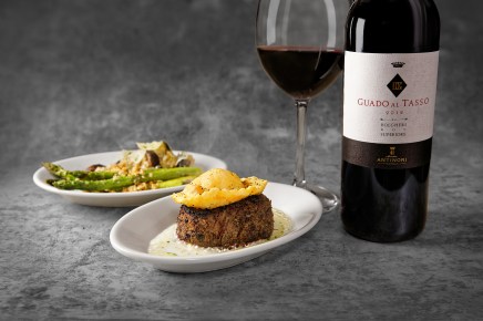 MAIN COURSE_ Porcini Rubbed Filet topped with Fried Veal Ravioli